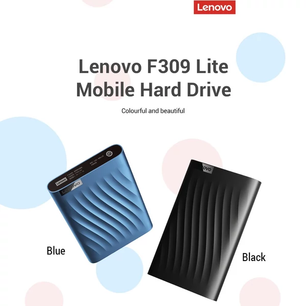 Lenovo F309 Lite hordozható merevlemez SSD – ultragyors, nagy kapacitású mobil tárolási megoldás - Fekete, 1TB