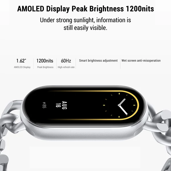 Xiaomi Smart Band 9 1,62 hüvelykes kijelző BT 5.4 Standard verzió - Ezüst